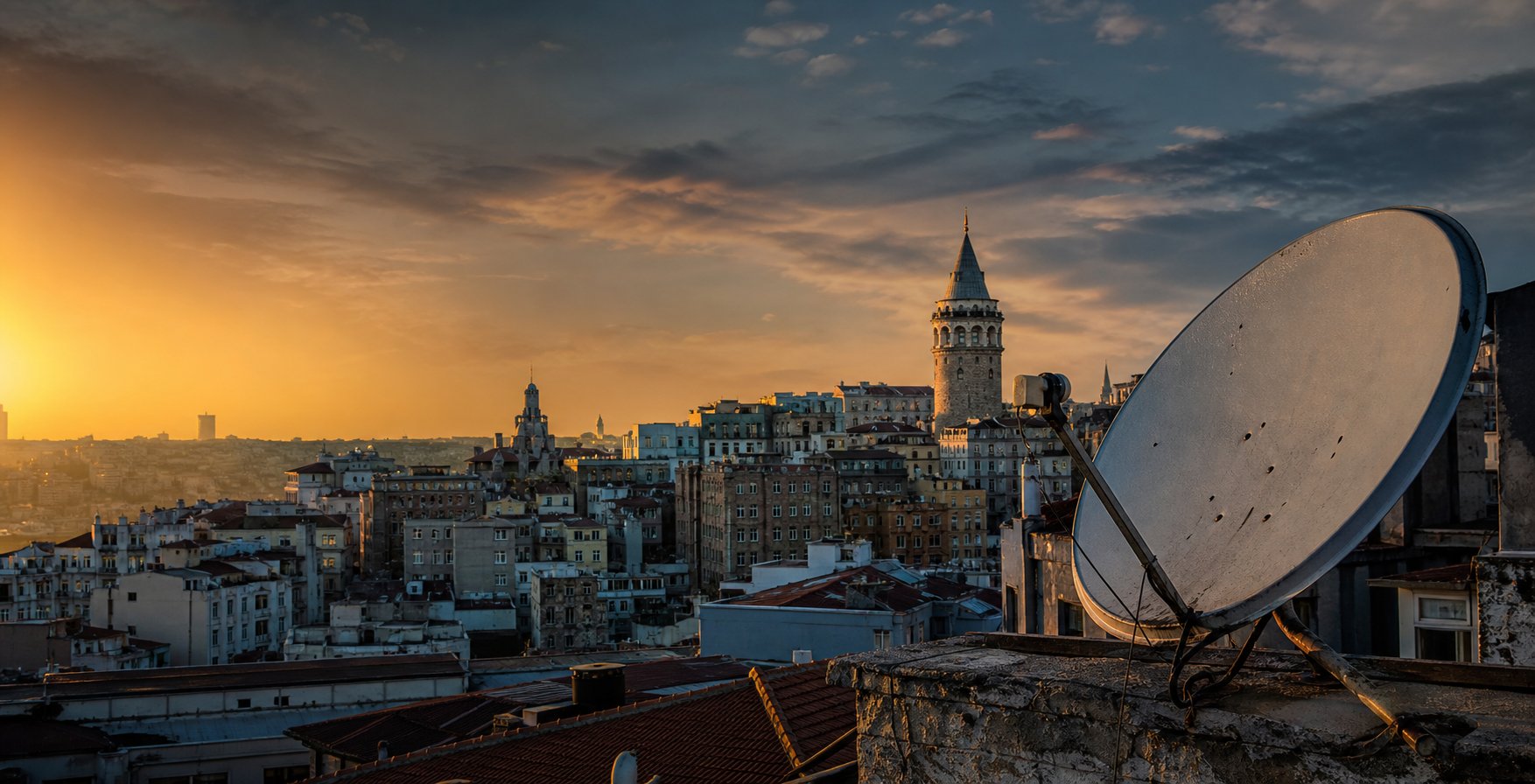 Galata Kulesi ve Beyoğlu çatılarında uydu çanak anteni montajı